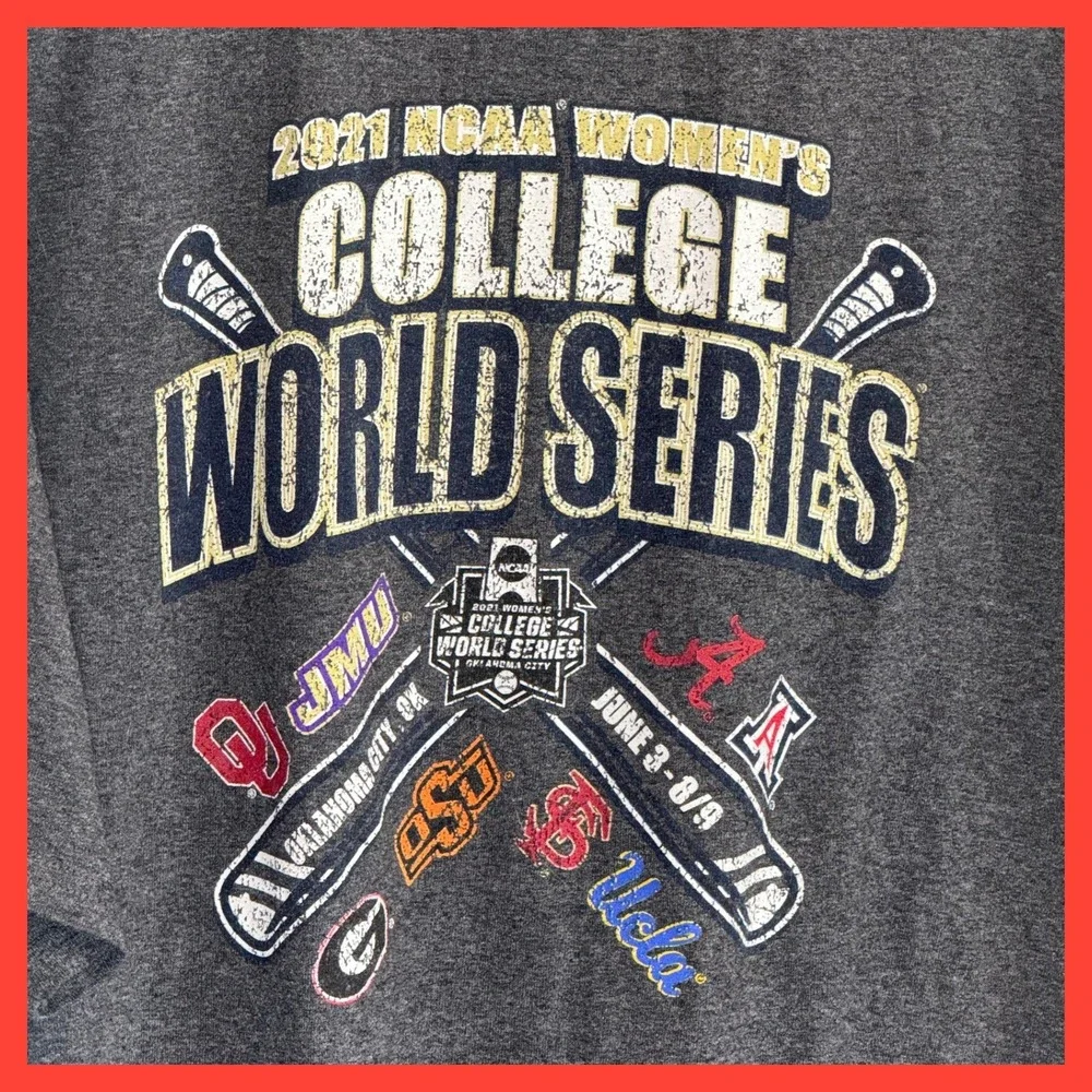 Champion 2021 NCAA Womens College World Series Softball T-Shirt Gray XL - Picture 2 of 5